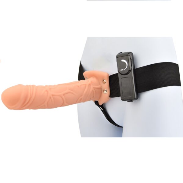 8 Inch Vibrating Hollow Strap On Vanilla