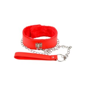 Furry Collar with Leash Red | Bound to Please