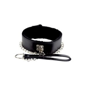 Furry Collar with Leash Black | Bound to Please