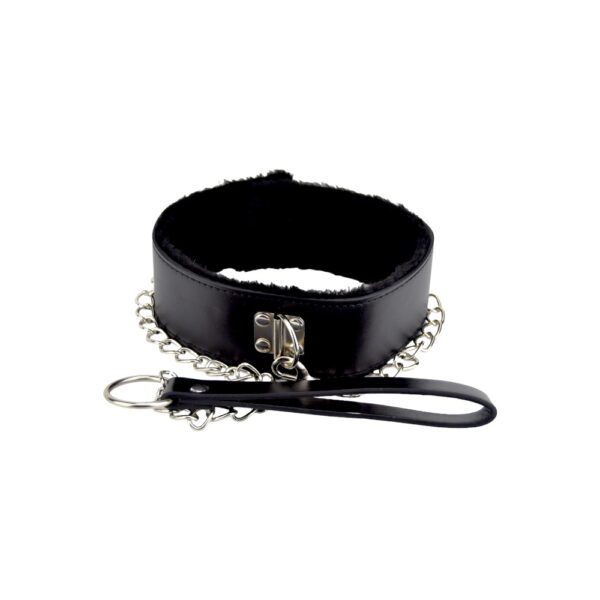 Furry Collar with Leash Black | Bound to Please