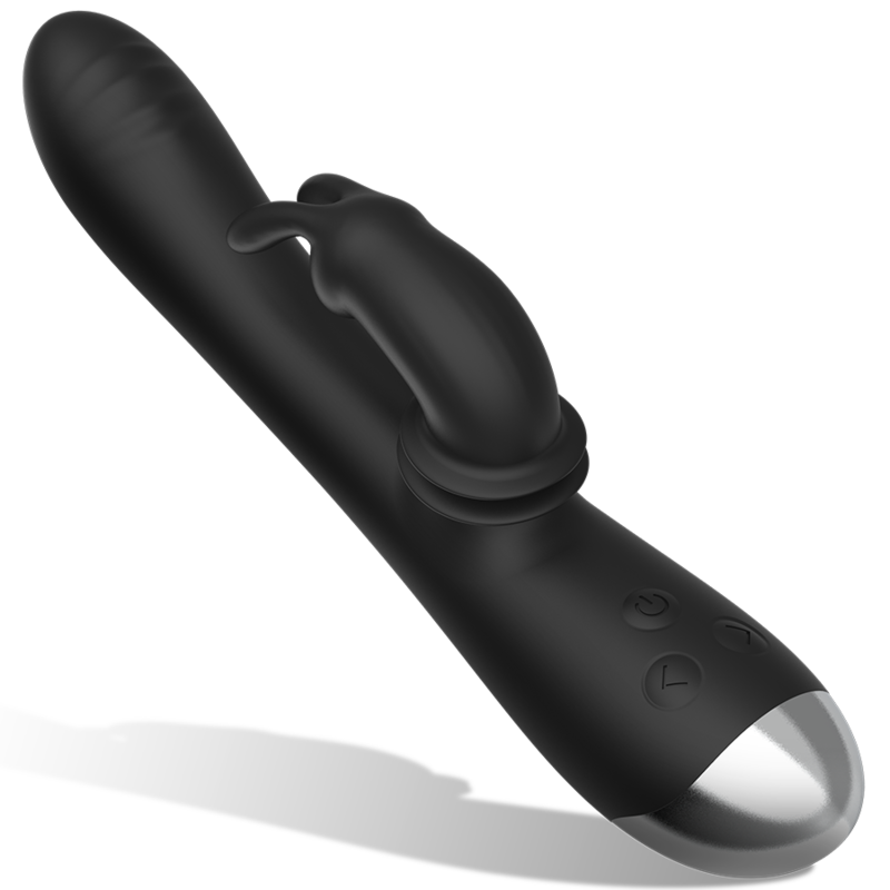 RECHARGEABLE SILICONE RABBIT STIMULATOR BLACK
