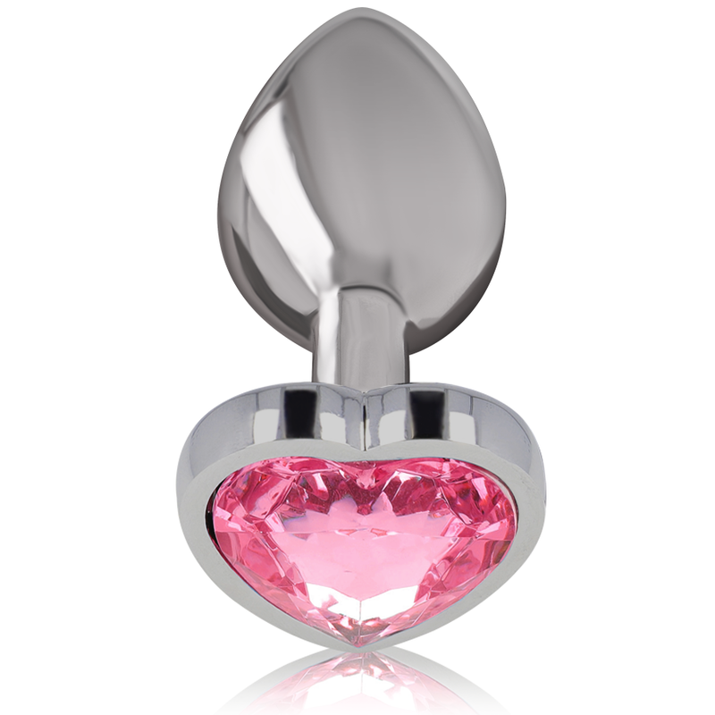 ALUMINUM METAL ANAL PLUG PINK HEART SIZE L