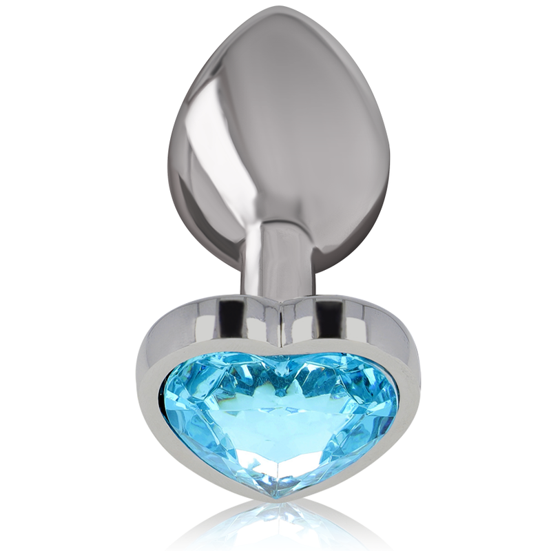 ALUMINUM METAL ANAL PLUG BLUE HEART SIZE M