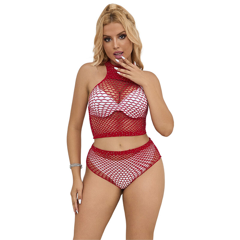 FISHNET SET WITH PINK DIAMONDS ONE SIZE
