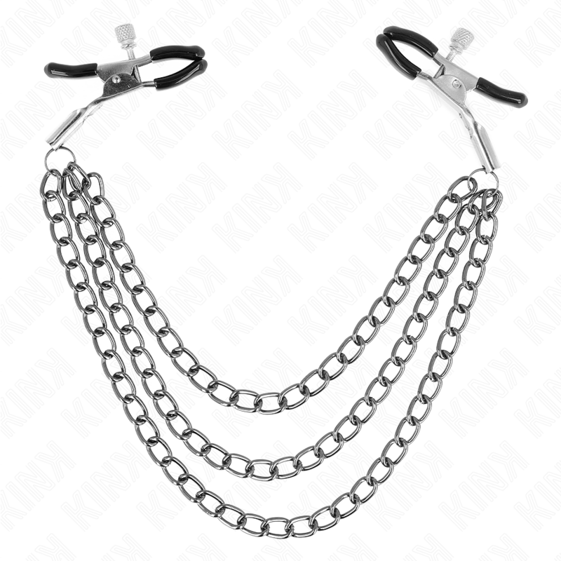NIPPLE CLAMPS WITH 3 CHAINS - BLACK
