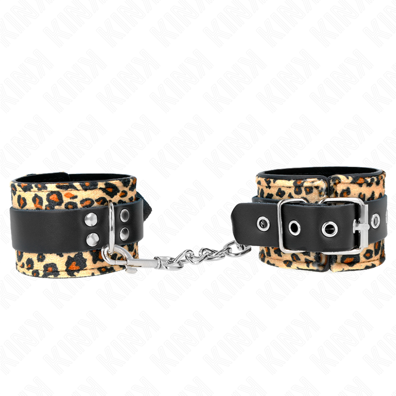 LEOPARD REAL LEATHER WRIST RESTRAINT ADJUSTABLE 18-29 CM X 5.5 CM