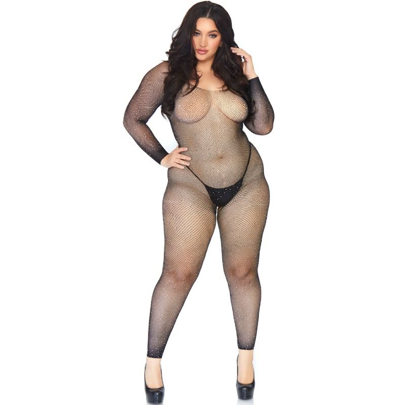CRYSTALIZED NET BODY STOCKING 1X-2X